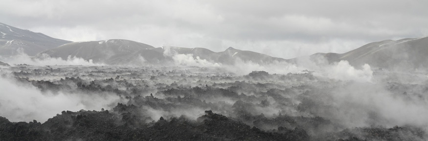 The lava flow field the day after heavy rains