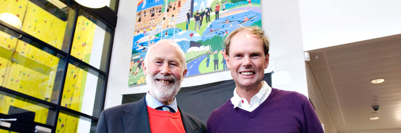 Sir Chris Bonington with artist Chas Jacobs at the unveiling of the new artwork