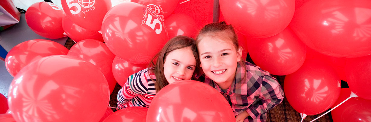 Sofia and Carlota Pascual-Simpson have fun at the Community Activities Day