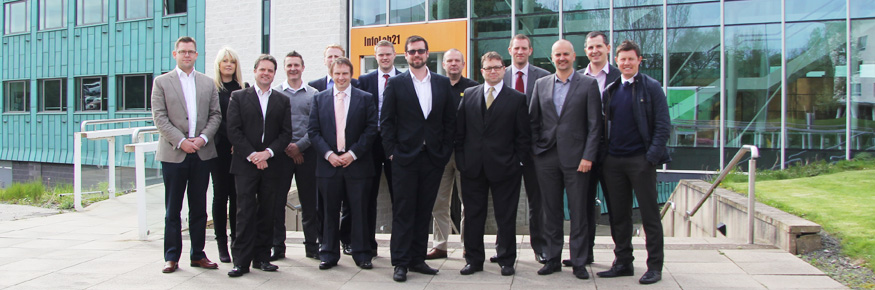 Security Lancaster's Dr Daniel Prince (centre) with members of the North West Cyber Security Cluster