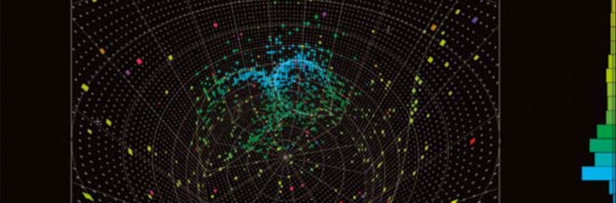 Image of a neutrino interaction in a T2K detector (sited in Japan).