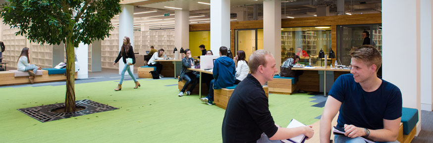 Students in the newly-refurbished library