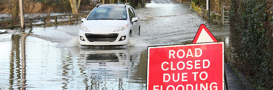 Car on flooded road