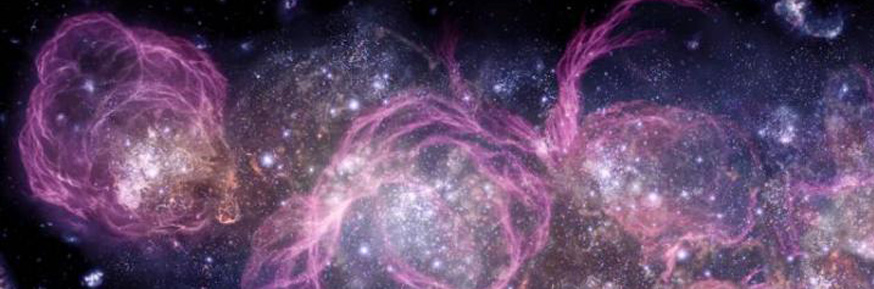 An artist's view of star formation in the early universe; credit Adolf Schaller/STScI