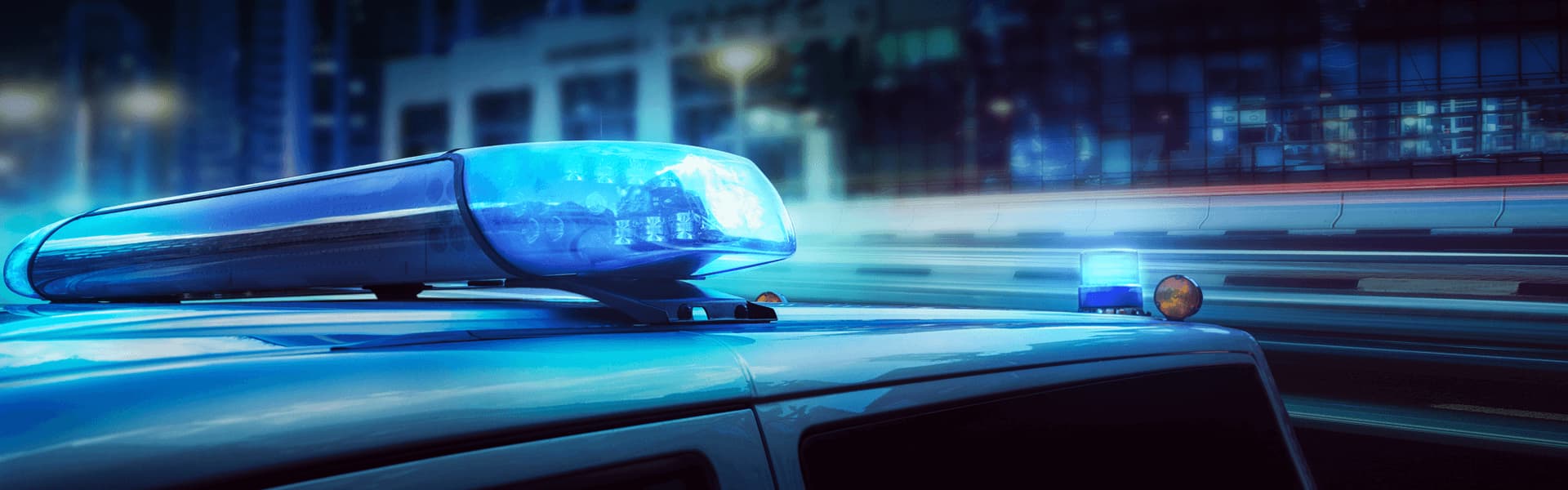 Abstract Police blue lights flashing
