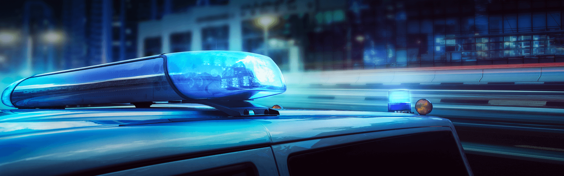 Abstract Police blue lights flashing