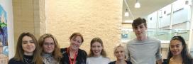 Students participating in Marketing Me 2019 for LUMS/Pentland Centre. L-R: Oonagh Clapham, Olivia Snow, Claire-Louise Chapman, Hannah Shelton, Olivia Humphrey, Calum Liang, Zekia Salmon-Hall 