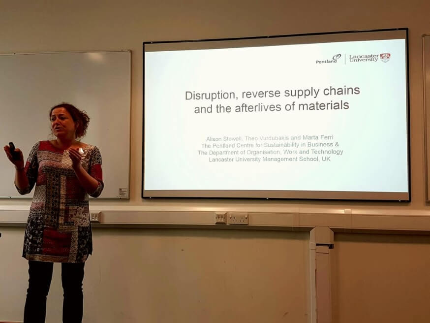 Alison Stowell delivering presentation at Circular Economy Symposium, Exeter, Jun 18 