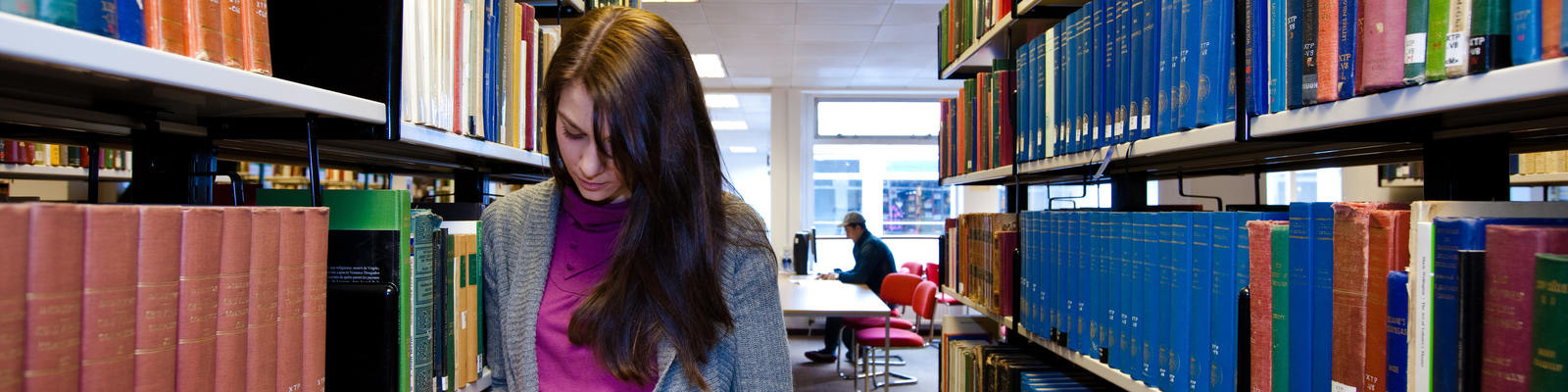 Young woman in library