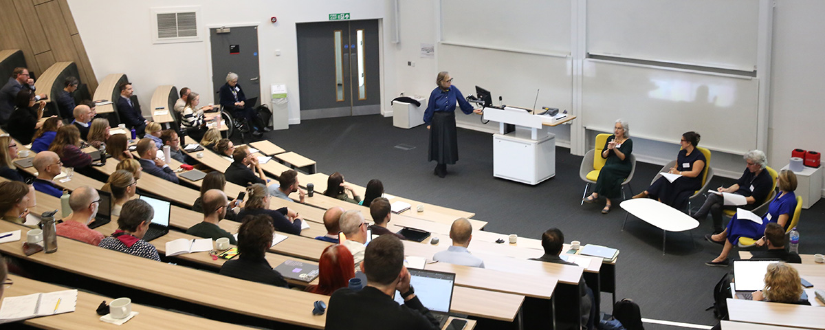 The faculty panel members, chair and participants in the Margaret Fell Lecture theatre 