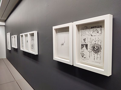 series of artworks in a gallery