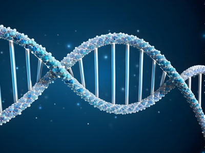 dna helix on blue background, biology, ai generated