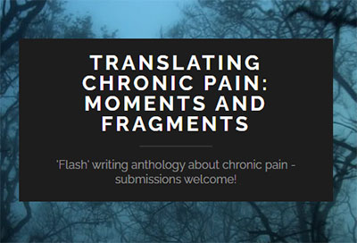 Header from the Translating Chronic Pain website branches of trees with a blue tint and text overlay