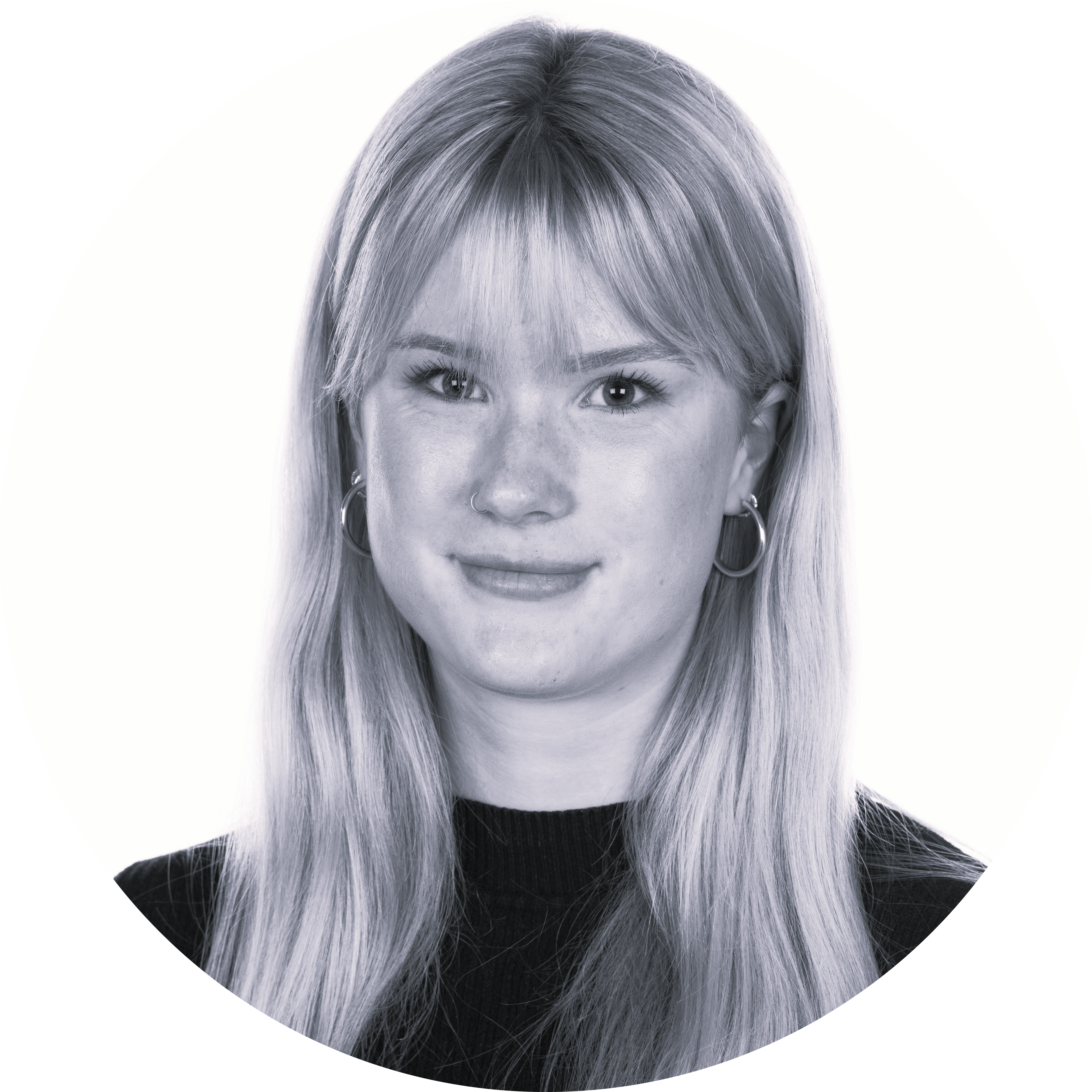 Stylised black and white image of female