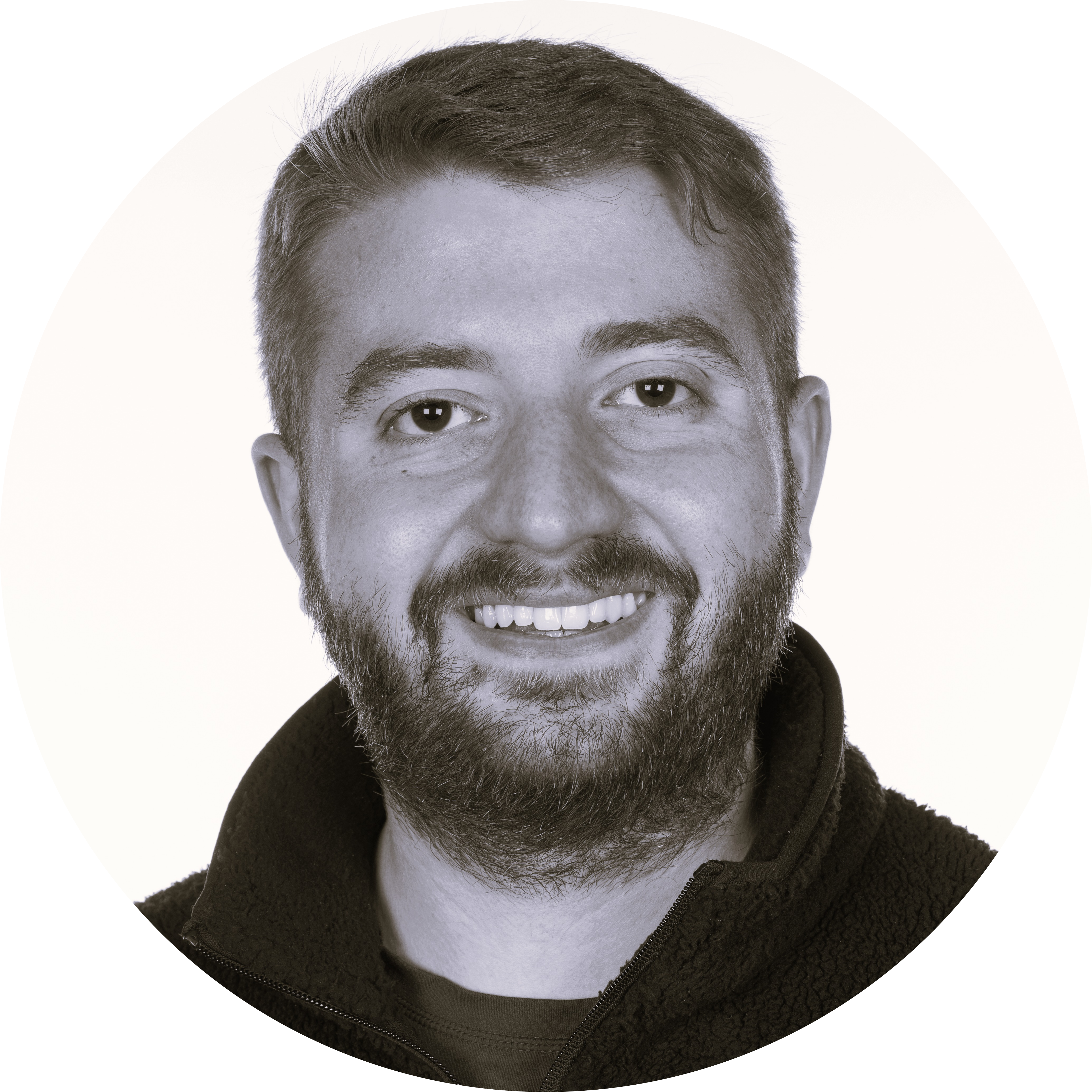 Black and white image of Adam Al-Sharifi