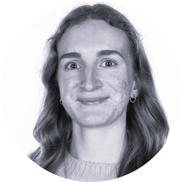 Black and white image of Evie Sokol