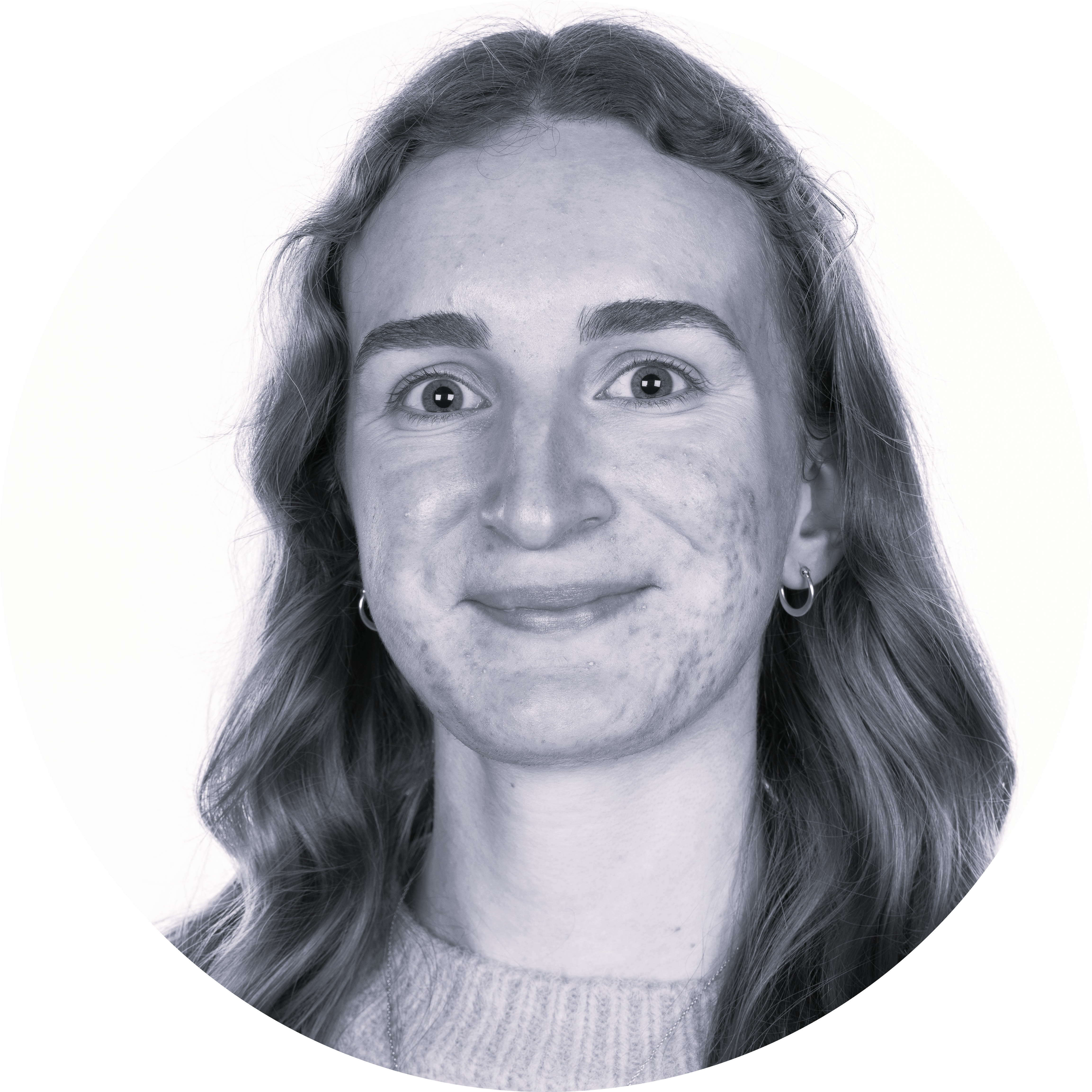 Black and white image of Evie Sokol