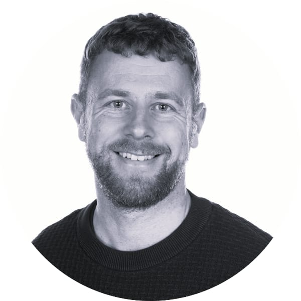 Black and white image of Rich McHugh