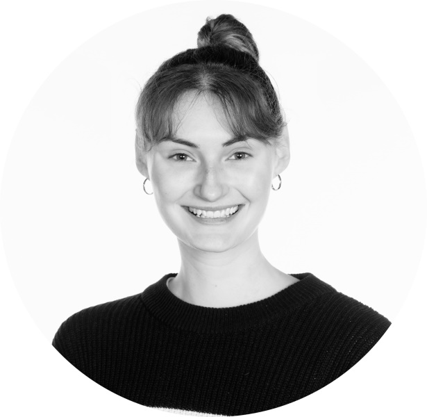 Black and white image of Hilary Beck
