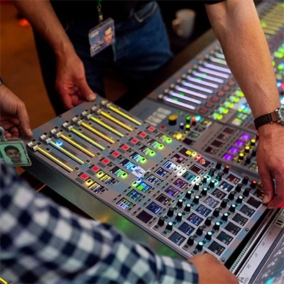 Engineers working on Sound equipment