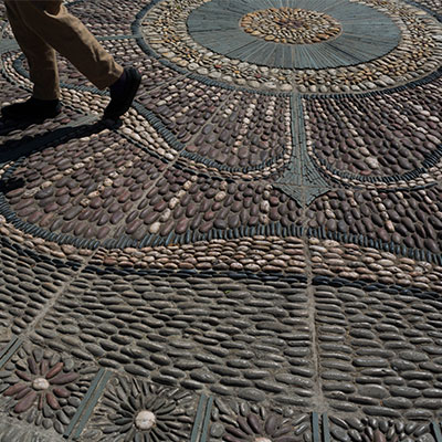 Decorative stone paving in Williamson Park