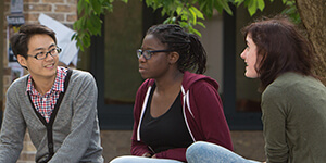 Students chatting on campus