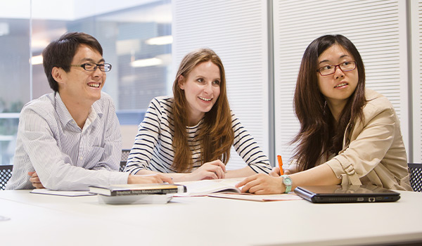 Students in Charles Carter building