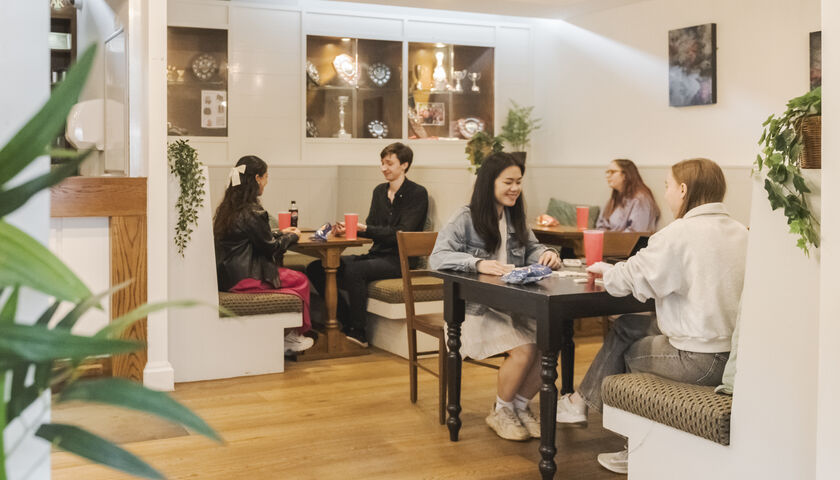 Students relaxing in a shared social space