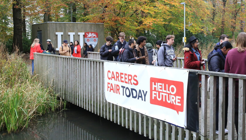 Students on their way to a careers fair