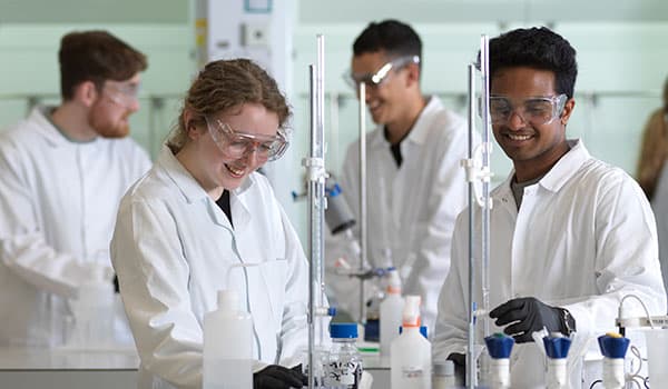 Two students in a lab 