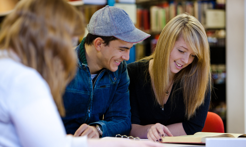 Student group in library