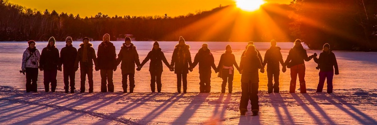 Students in a snowy landscape