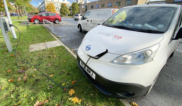 An electric car on campus