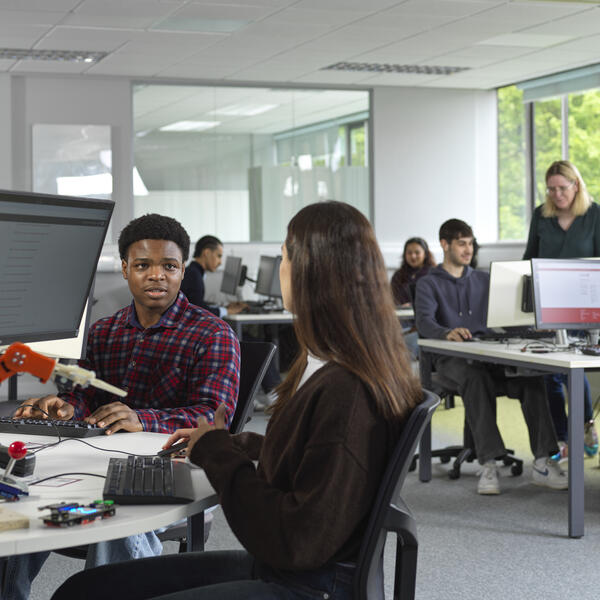 Students sitting in a computer lab