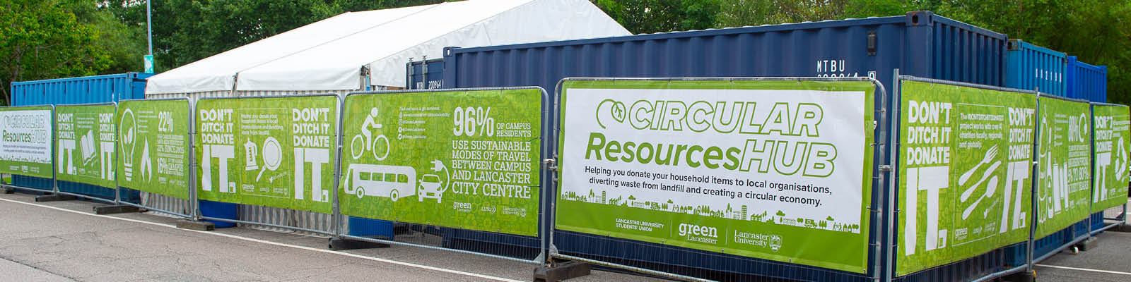 Containers located on South West Campus for the Circular Resource Hub
