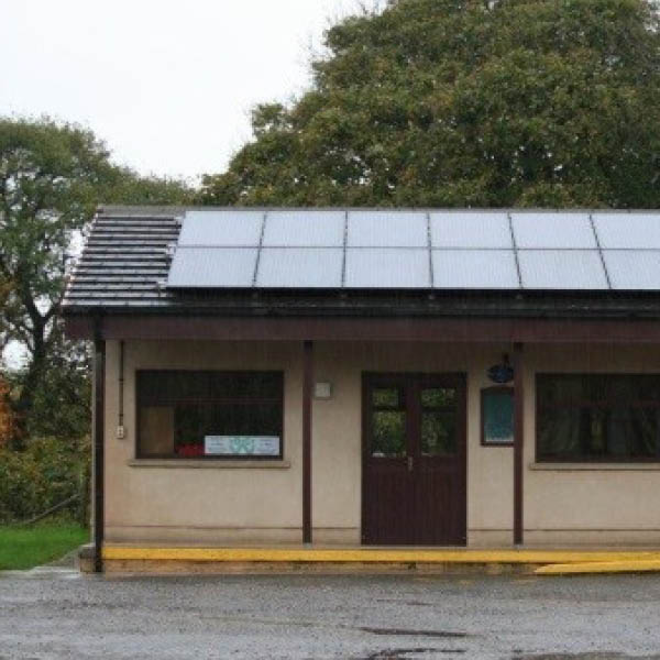 Solar panels on a building.