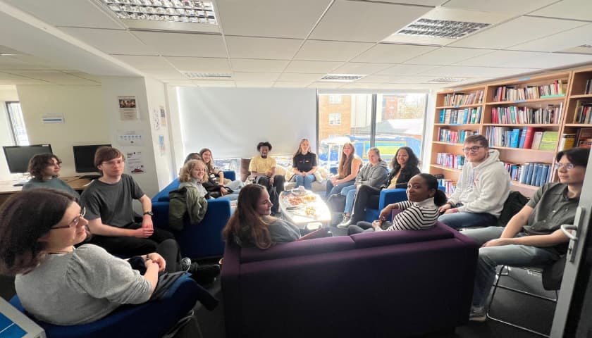 Students at a language cafe