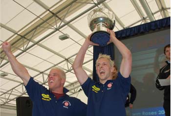 Lancaster's rugby team celebrate after winning a trophy at the Roses Tournament in York last year Lancaster's rugby team celebrate after winning a trophy at the Roses Tournament in York last year