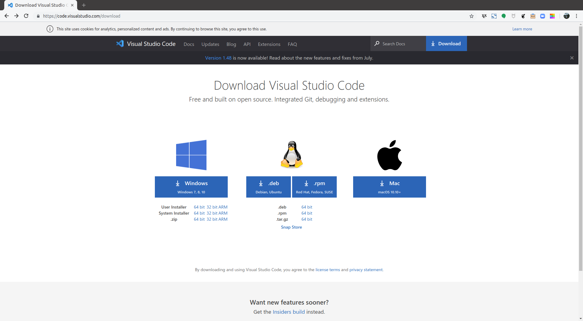 VS Code download site