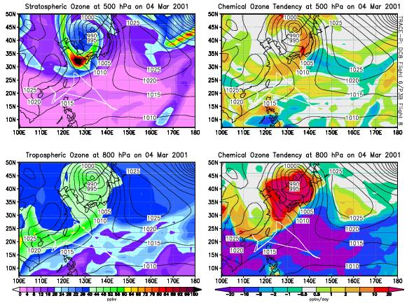 Ozone over East Asia on 4th March 2001