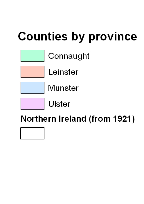 Counties and provinces, legend
