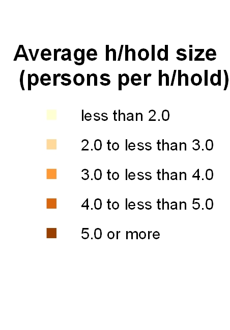 Average household size, legend