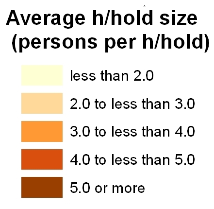 Average household size, legend