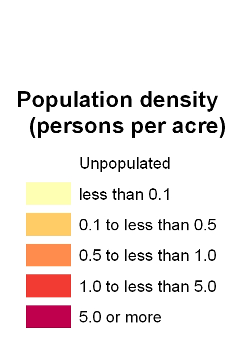 Population density in Northern Ireland, legend