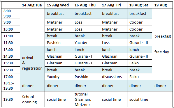 Week 1 timetable