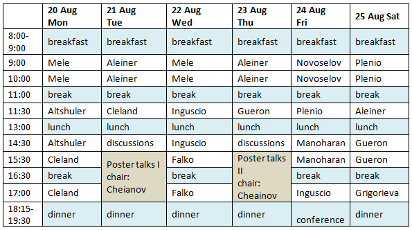 Week 2 timetable