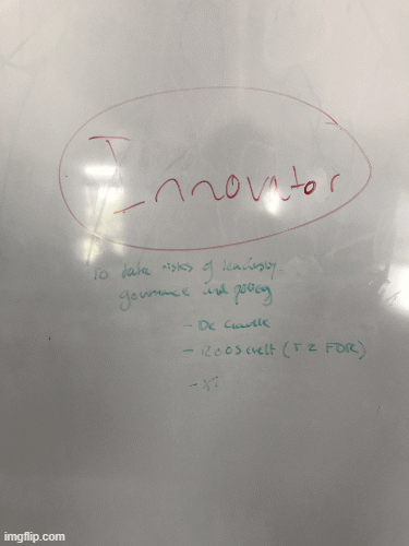 A looping gif plays of a whiteboard with five words on: 'philosopher', 'innovator', 'empath', 'manager', 'storyteller'. Each is in red pen and circles, with green notes below