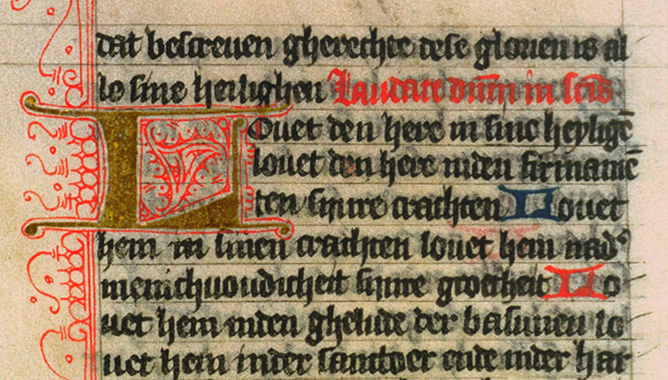 Dutch Book of Hours leaf, lines 1-9